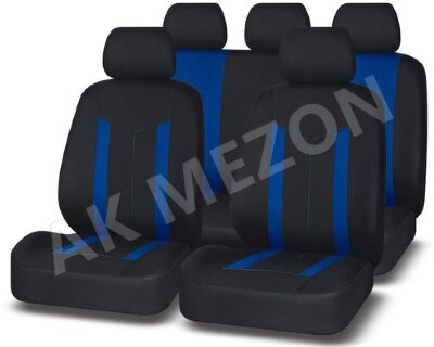 Чехлы на сиденья унив. Autopremier Escort черные/синие полиэстер, 2мм поролон, 2 молнии (9пр)